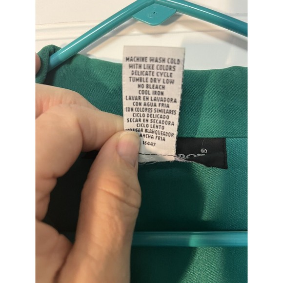 Women's Button-Down Green Faux Suede Shirt Sz 16 Lagenlook Oversized Grannycore - Picture 4 of 8